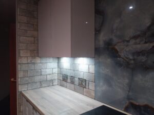 Tiling KitchenTiling Splashback GresTiles BrickEffect MitreCuts DoncasterQualityTiling Kerakoll BALGrout WallTiles UKTiler HomeImprovement KitchenDesign DoncasterTiler DoncasterTiling