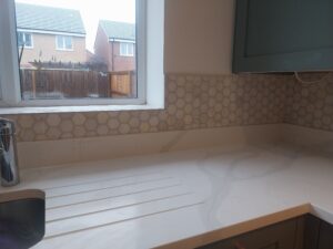 KitchenSplashback HexagonTiles NaturalStone LimestoneTiles KitchenTiling ProfessionalTiler UKTiler DoncasterTiler DoncasterTiling QualityTiling